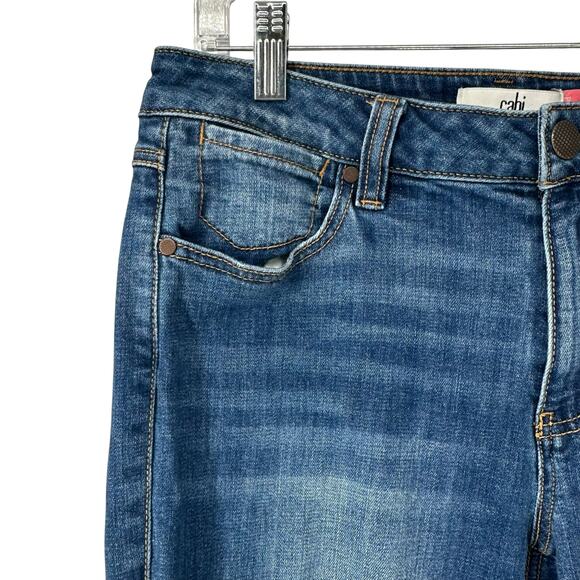 CAbi Cropped High Rise Distressed Raw Hem Straight Jeans Size 8 #5493 - Picture 6 of 10